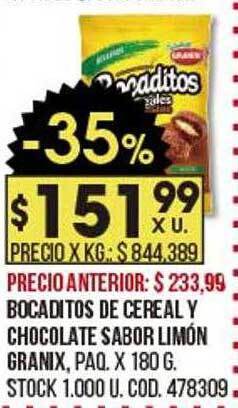 Coto Bocaditos De Cereal Y Chocolate Sabor Limón Granix oferta