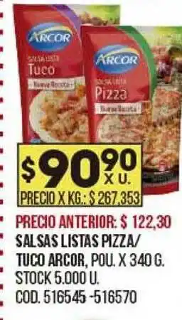 Coto Salsas Listas Pizza Tuco Arcor oferta