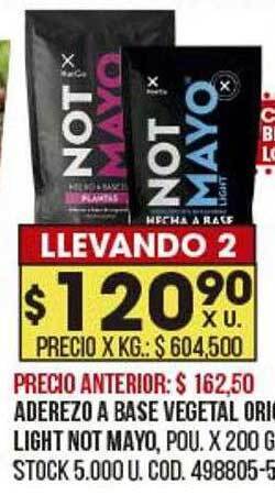 Coto Aderezo A Base Vegetal Original Light Not Mayo oferta
