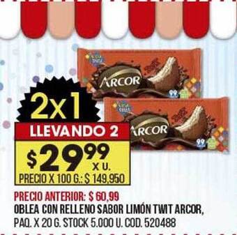 Coto Oblea Con Relleno Sabor Limón Twit Arcor oferta