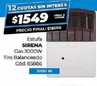 Diarco Estufa Sirena Gas 3000w Tiro Balanceado oferta