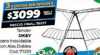 Diarco Tender Okey Acero Inoxidable Con Alas Doble oferta