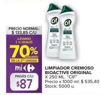 Carrefour Market Cif Limpiador Cremoso Bioactive Original x 250 ml oferta