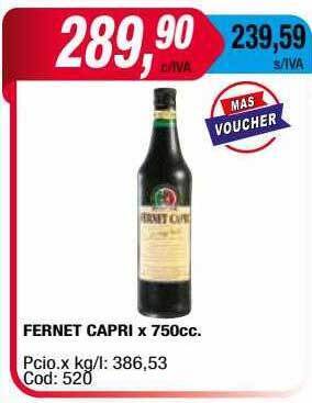 Maxiconsumo Fernet Capri oferta