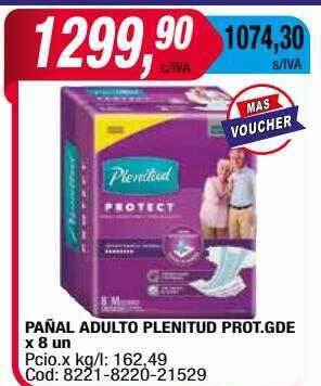 Maxiconsumo Pañal Adulto Plenitud Prot Gde oferta