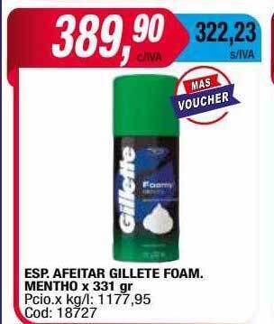 Maxiconsumo Esp Afeitar Gillette Foam Mentho oferta