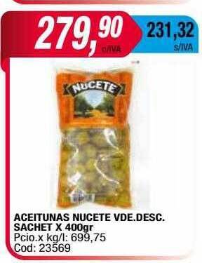Maxiconsumo Aceitunas Nucete Vde Desc Sachet oferta