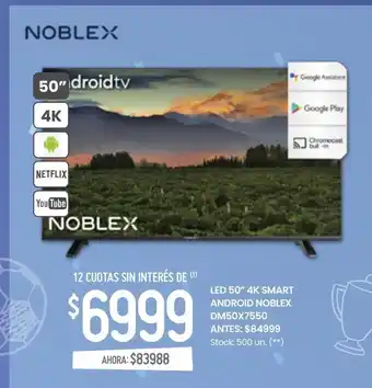 Walmart Smart tv led 50'' noblex oferta