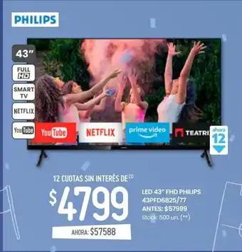 Walmart Smart tv led 43'' philips oferta