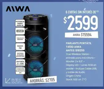 Walmart Parlantes portátil t451d aiwa oferta