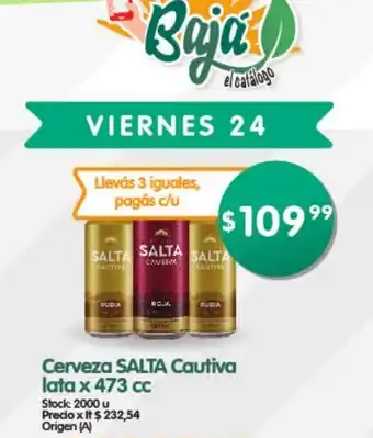 Supermercados Buenos Días Salta Cerveza Cautiva lata x 473 cc oferta