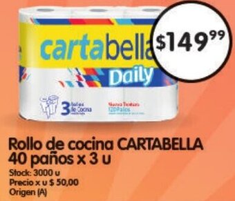 Supermercados Buenos Días Cartabella Rollo de cocina 40 paños x 3 u oferta