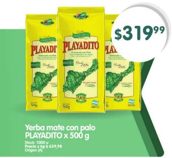Supermercados Buenos Días Playadito Yerba mate con palo x 500 g oferta