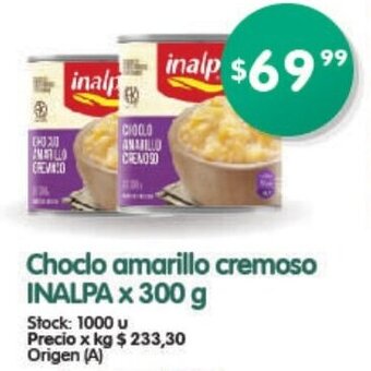 Supermercados Buenos Días Inalpa Choclo amarillo cremoso x 300 g oferta
