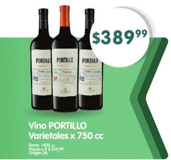 Supermercados Buenos Días Vino Portillo Varietales x 750 cc oferta