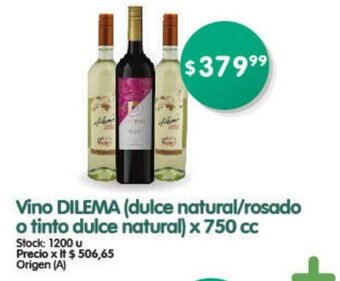Supermercados Buenos Días Vino Dilema (dulce natural/rosado o tinto dulce natural) x 750 cc oferta