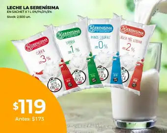 Supermercados Tadicor La Serenísima Leche en Sachet x 1 L oferta