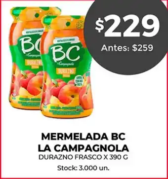 Supermercados Tadicor BC Mermelada La Campagnola Durazno Frasco x 390 g oferta