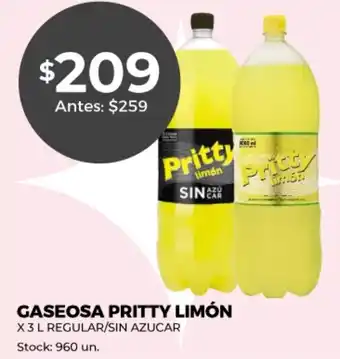Supermercados Tadicor Pritty Gaseosa Limón x 3 L Regular/Sin/Azucar oferta