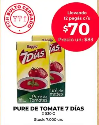 Supermercados Tadicor 7 Días Pure De Tomate x 530 g oferta