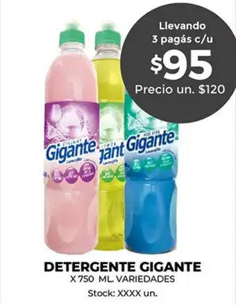 Supermercados Tadicor Gigante Detergente x 750 ml oferta