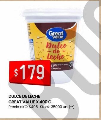 Changomas Dulce de leche great value x 400 g oferta