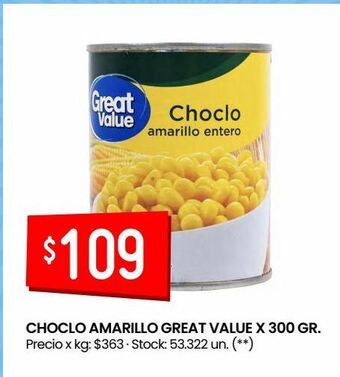 Changomas Choclo amarillo great value x 300 gr oferta