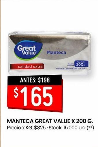 Changomas Manteca great value x 200 g. oferta