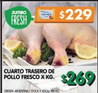 Jumbo Cuarto trasero de pollo fresco x kg oferta