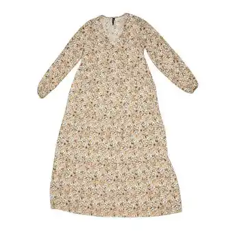 Coto Vestido mujer manga larga escote v flores color beige talle m oferta