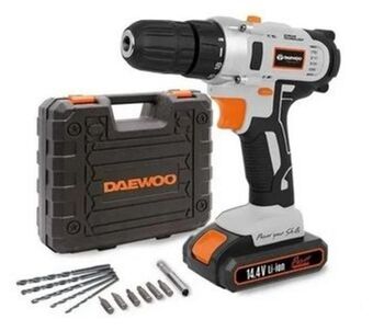 Frávega Taladro atornillador inalambrico daewoo 14.4v litio +bat+kit oferta