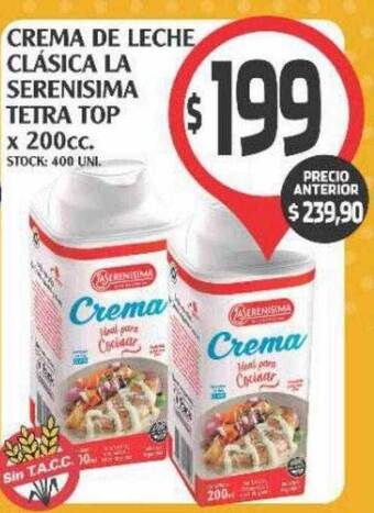 Supermercados Malambo Crema De Leche Clásica La Serenisima Tetra Top oferta