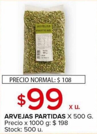 Carrefour Maxi Arvejas Partidas x 500g oferta