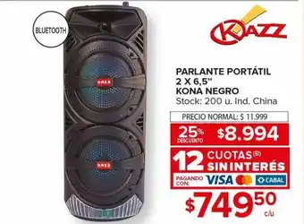 Carrefour Maxi KAZZ Parlante Portátil 2 x 6,5 Kona Negro oferta