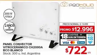 Carrefour Maxi Panel Convector Vitrocerámico CH2000A BCO Blanco 2000W oferta