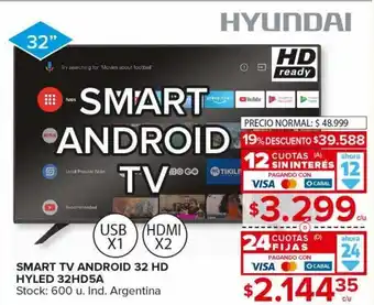 Carrefour Maxi Hyundai Smart TV Android 32 HD Hyled 32HD5A oferta