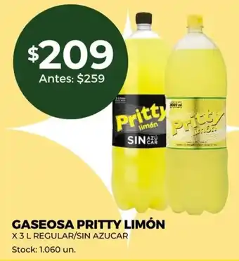 Super MAMI Pritty Gaseosa Limón x 3 L Regular/Sin/Azucar oferta