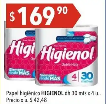 Hergo Higienol Papel higiénico dh 30 mts x 4 u. oferta