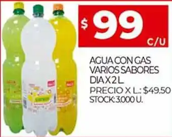Supermercados DIA Agua Con Gas Varios Sabores x 2 L oferta