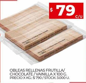 Supermercados DIA Obleas Rellenas Frutilla/Chocolate/Vainilla x 100 g oferta
