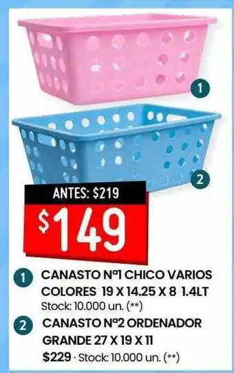 Changomas Canasto N°1 Chico Varios Colores Canasto N°2 Ordenador Grande oferta