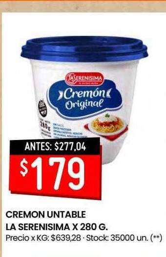 Changomas Cremon Untable La Serenisima oferta