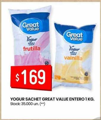 Changomas Yogur Sachet Great Value Entero oferta