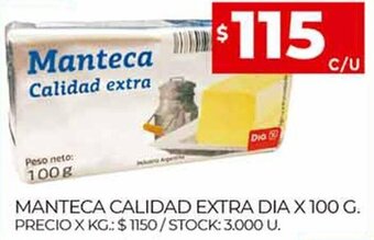 Supermercados DIA Manteca Calidad Extra Dia x 100 g. oferta