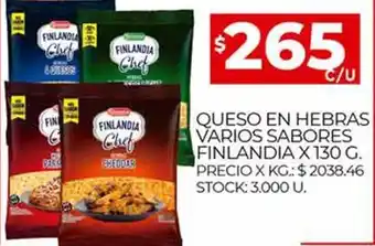 Supermercados DIA Finlandia Queso En Hebras Varios Sabores x 130 g. oferta