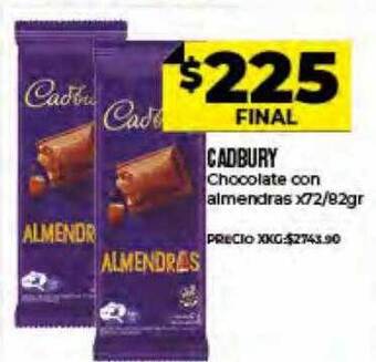 Supermayorista Vital Cadbury Chocolate Con Almendras oferta