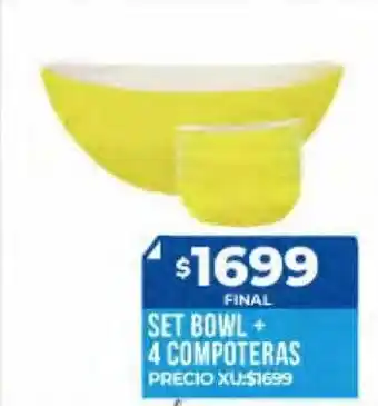 Supermayorista Vital Set Bowl + 4 Compoteras oferta