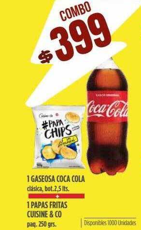 Supermercados Vea 1 Gaseosa Coca Cola + 1 Papas Fritas Cuisine & Co oferta