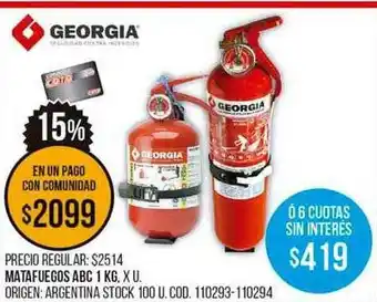 Coto Matafuegos Abc 1 Kg Georgia oferta