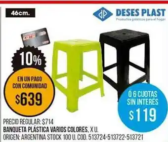 Coto Banqueta Plástica Varios Colores oferta